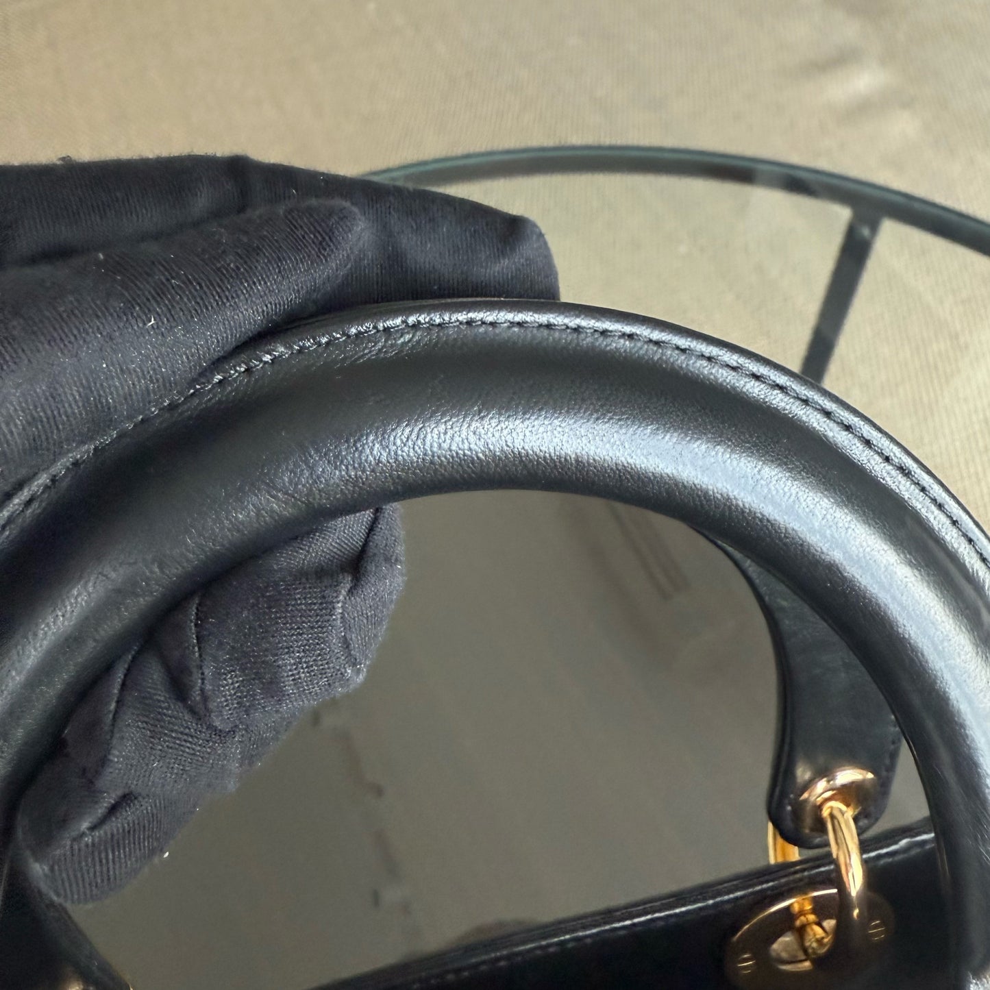 DIO Lady Medium - Black Cannage Lambskin and Gold-Tone Hardware