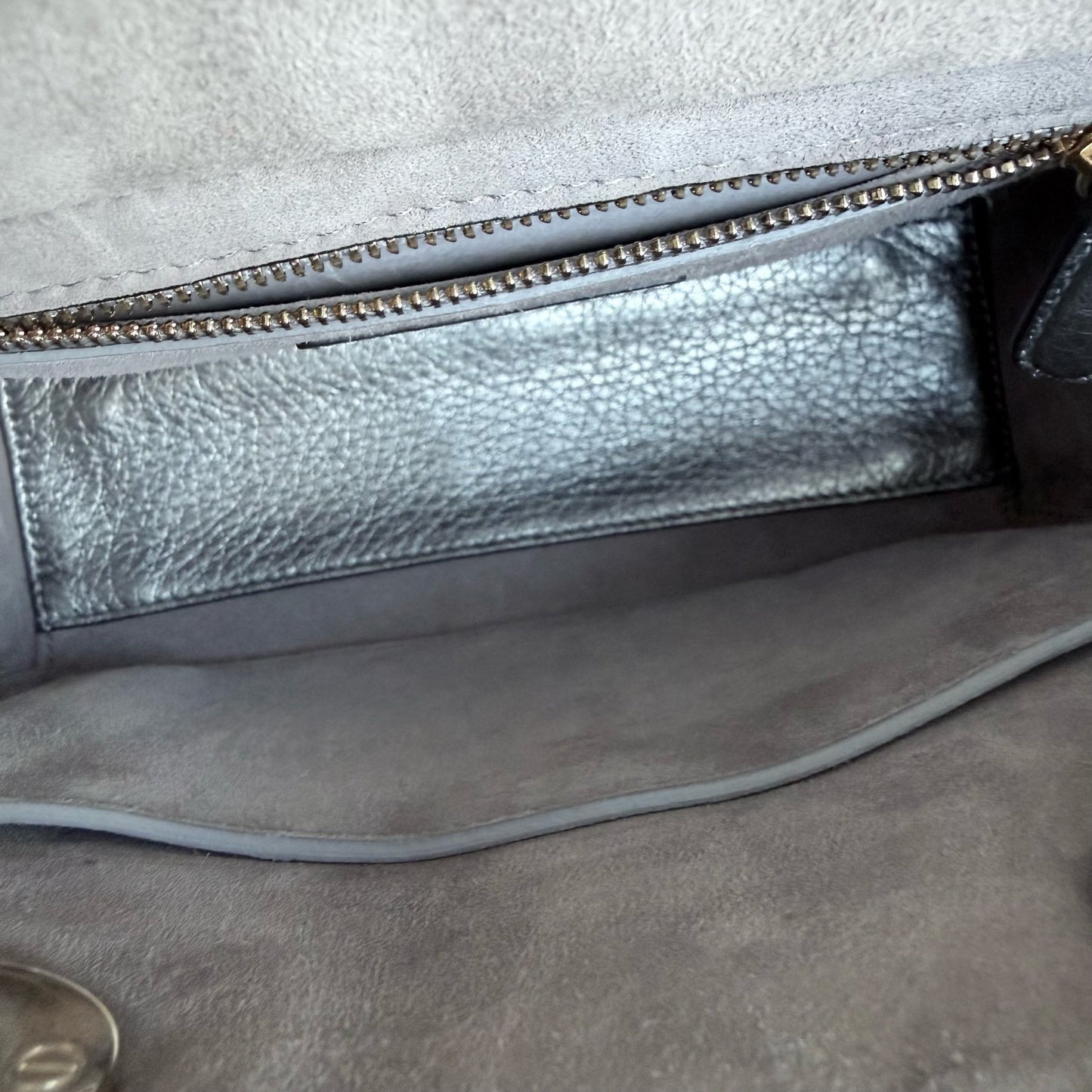 Kovancy Lady Petit modèle - Cuir de veau gris cannage, finitions dorées
