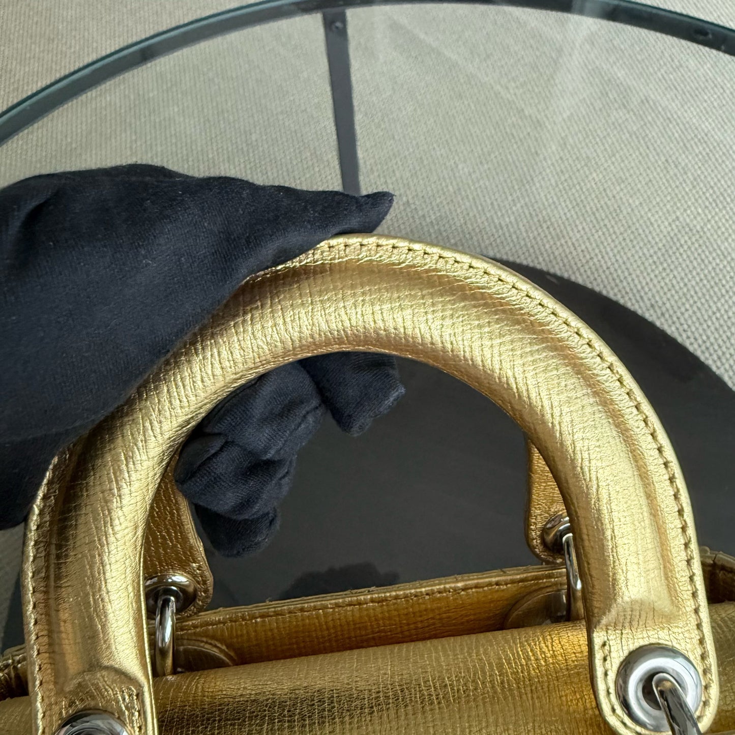 Kovancy Lady Petit - Cuir de veau métallisé Cannage, accessoires dorés et argentés