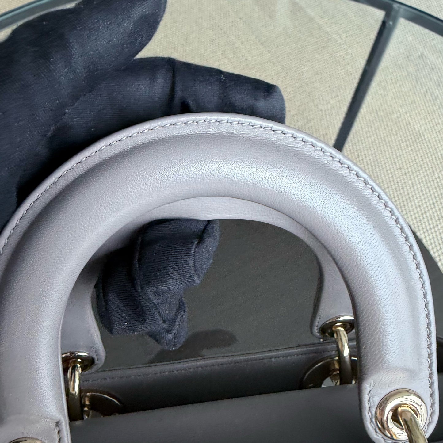 DIO Lady Petit - Gray Cannage Lambskin Gold Hardware