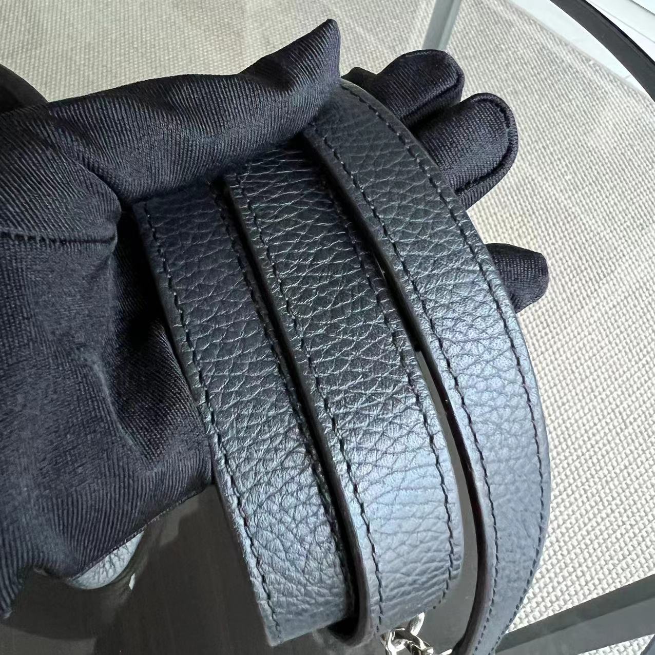 Kovancy Capucines BB Cuir de veau grainé Noir Quincaillerie argentée