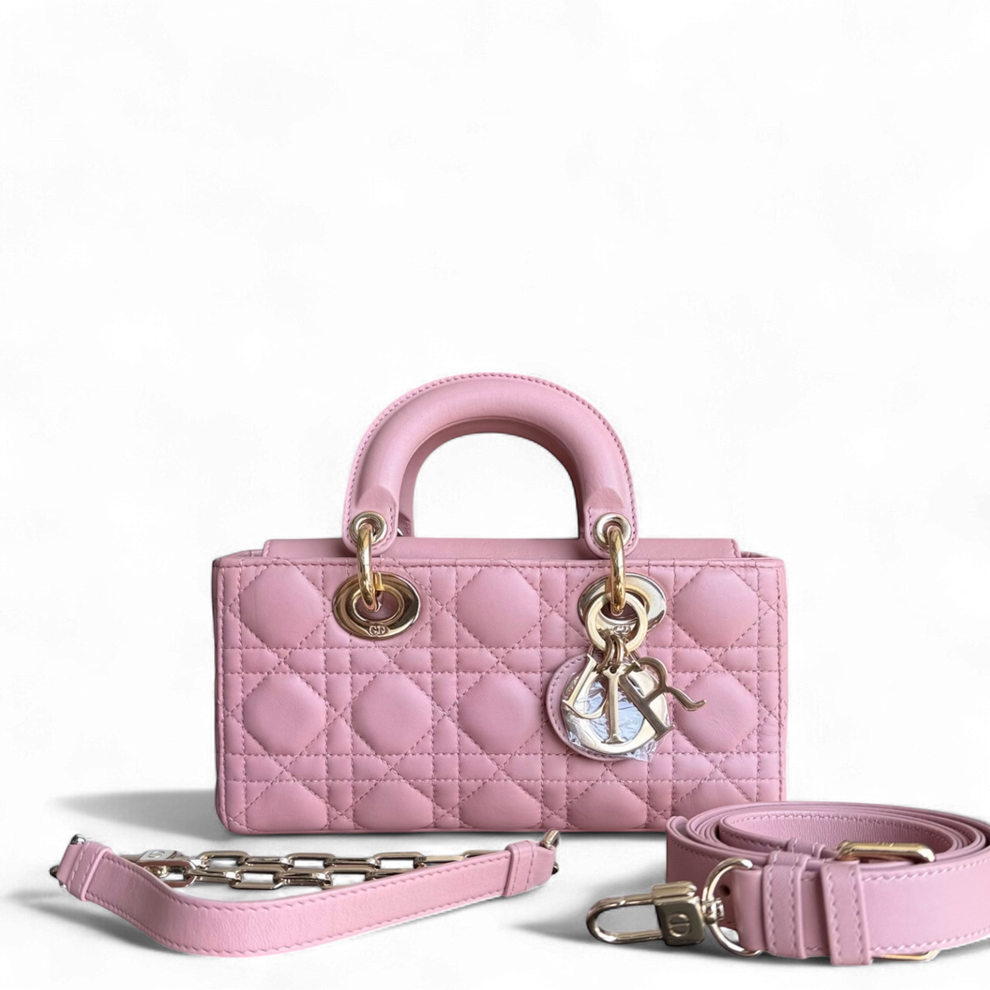 DIO Lady Petit D-Joy flap bag - Pink Cannage lambskin and gold-tone hardware