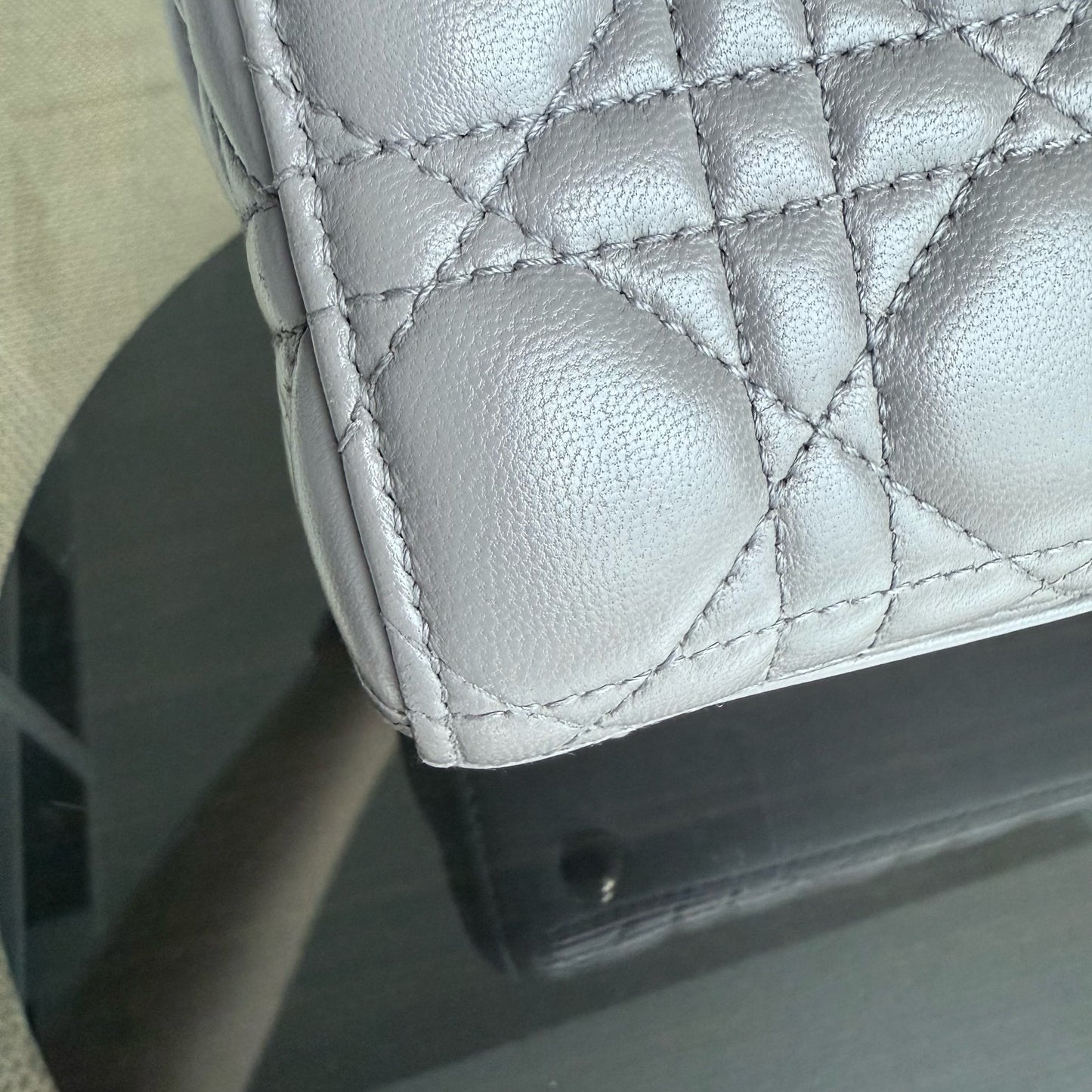 DIO Lady Petit - Gray Cannage Lambskin Gold Hardware