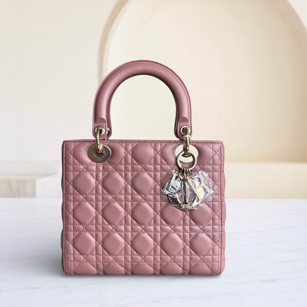 Kovancy Lady Taille moyenne - Cuir d'agneau Cannage, finitions dorées, sans bandoulière