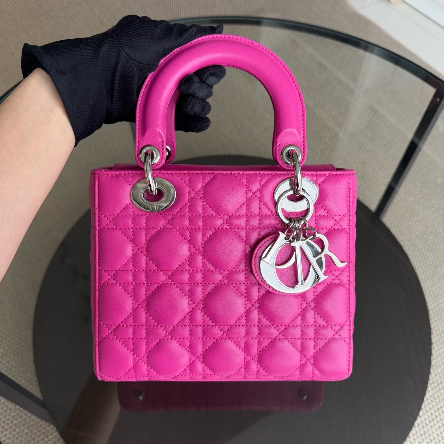 Kovancy Lady Petit - Cannage Lambskin Barbie Rose Argent Quincaillerie