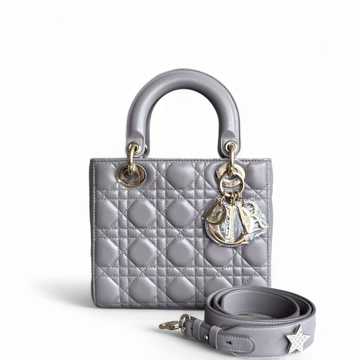 DIO Lady Petit - Gray Cannage Lambskin Gold Hardware