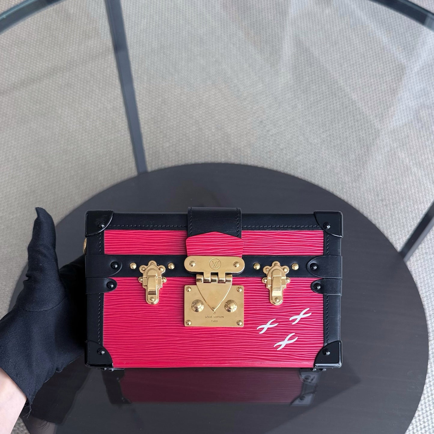LVT Petite Malle - New edition Red EPI Leather Crossbody Bag with Gold Hardware and Microchip