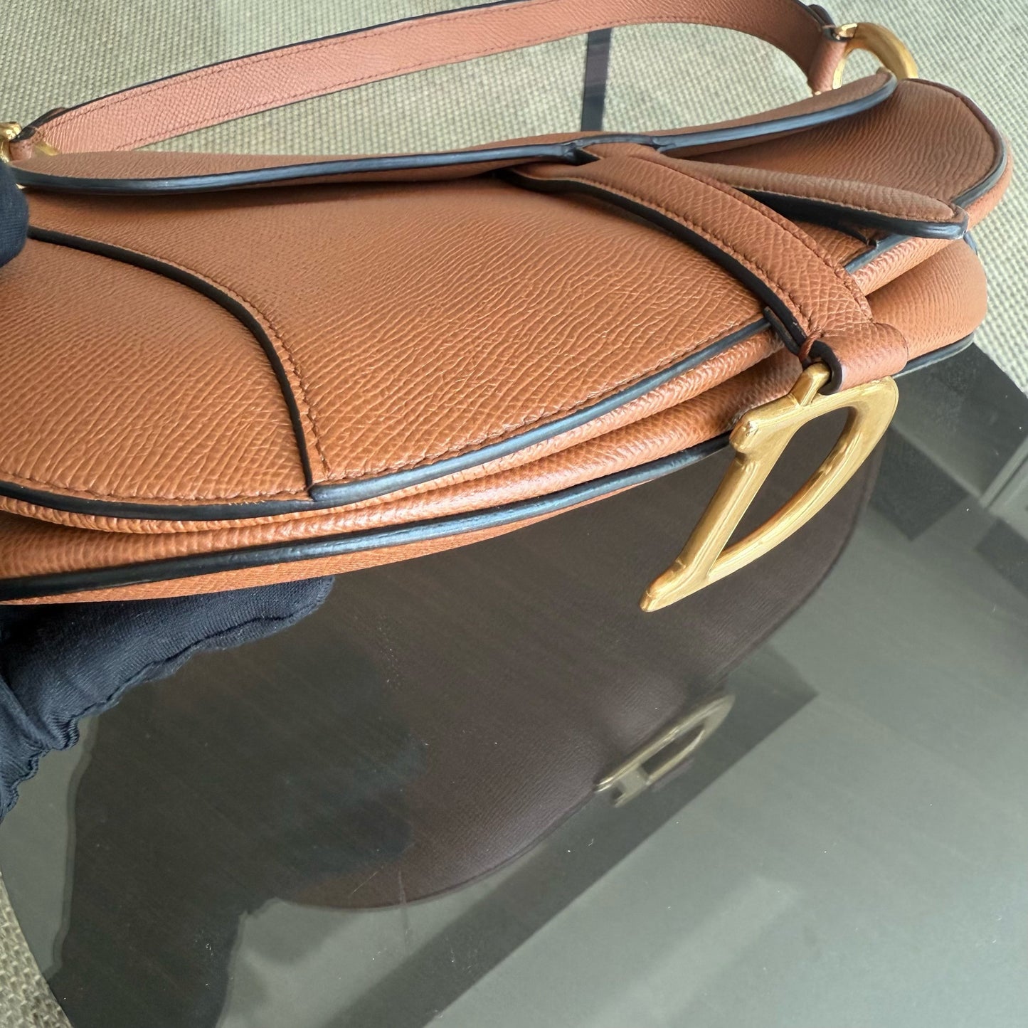 Kovancy Selle Medium - Cuir de veau grainé, accastillage caramel doré