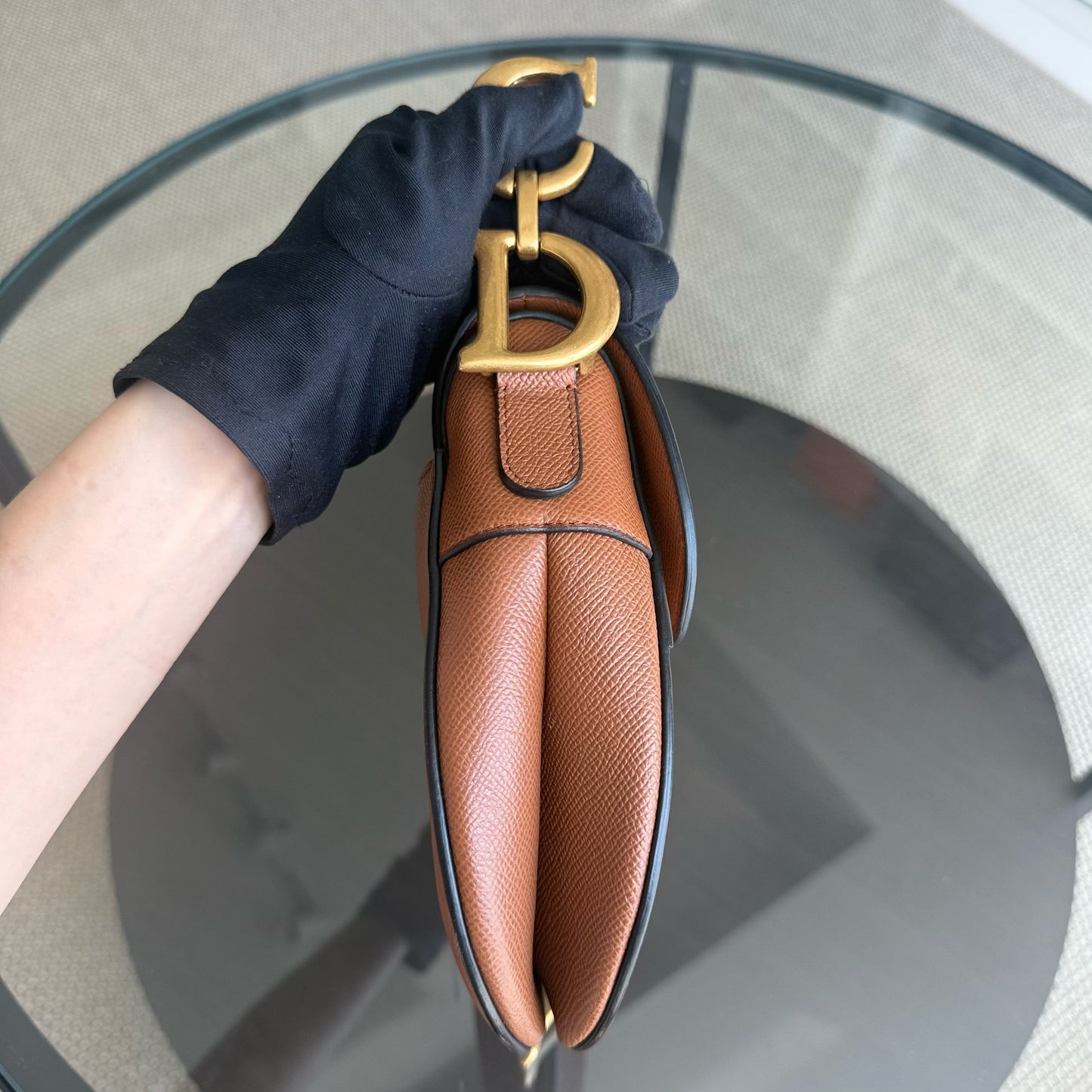 Kovancy Selle Medium - Cuir de veau grainé, accastillage caramel doré