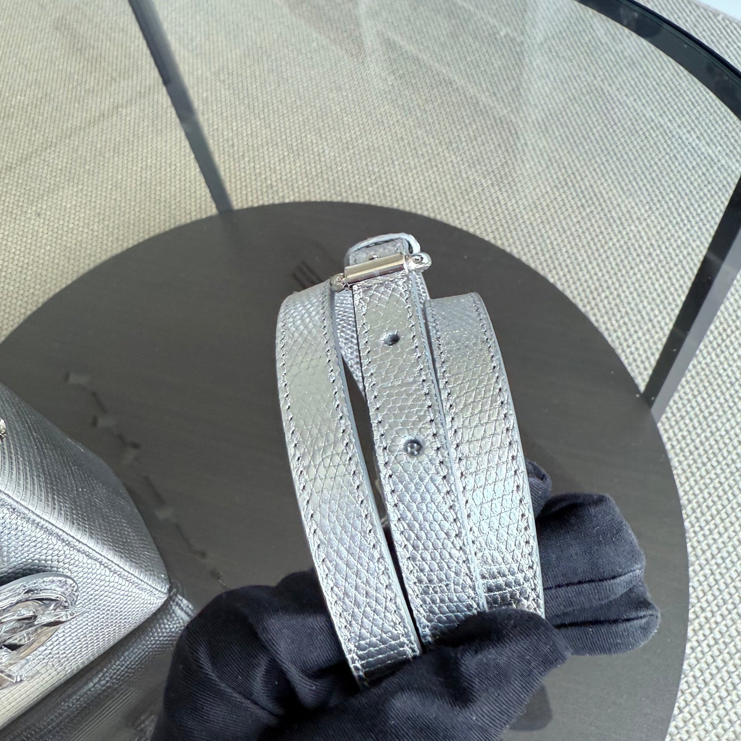 Kovancy Lady Mini - Exotic Lizard Metallic Édition limitée Quincaillerie argentée