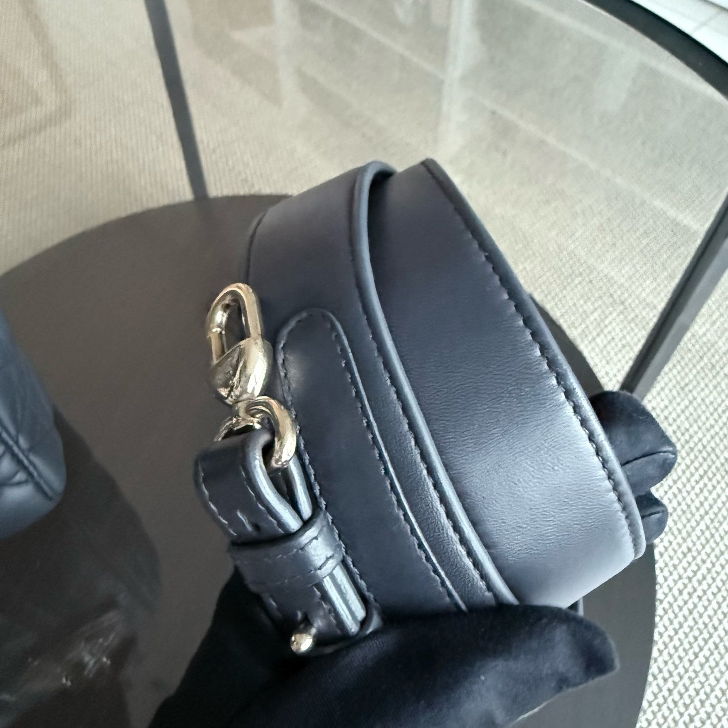 Kovancy Lady Petit - Cuir d'agneau Cannage Gris foncé Gris anthracite Quincaillerie dorée