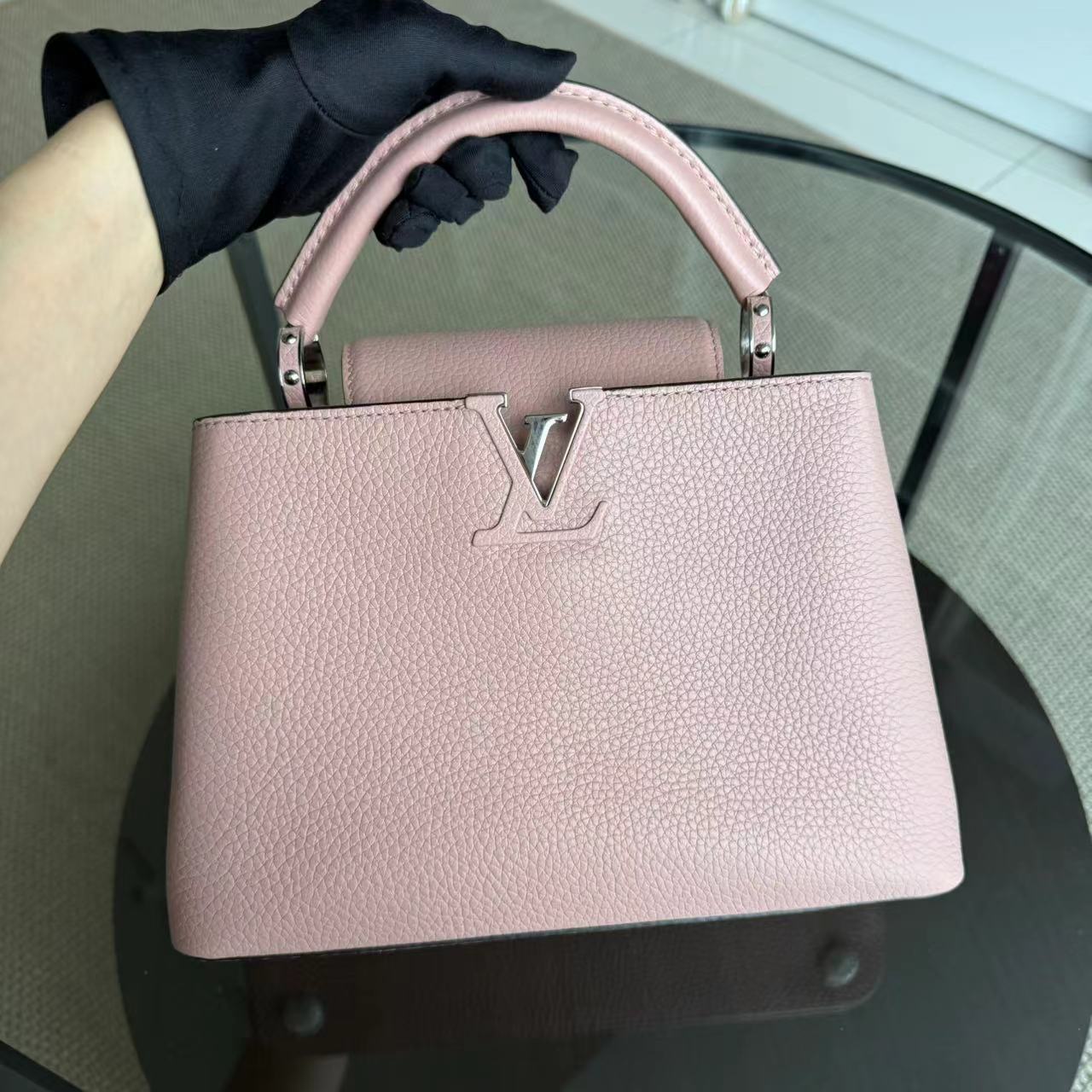 Kovancy Capucines - BB Cuir de veau Taurillon Rose Jasmin Quincaillerie argentée