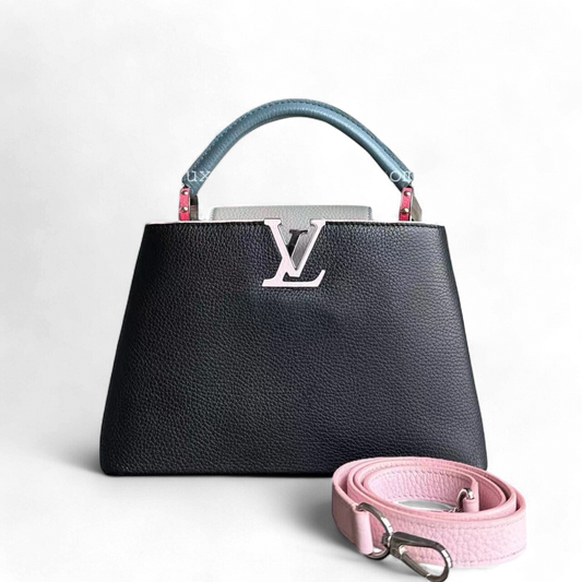 Kovancy Sac bandoulière tricolore en cuir de veau taurillon Capucines BB
