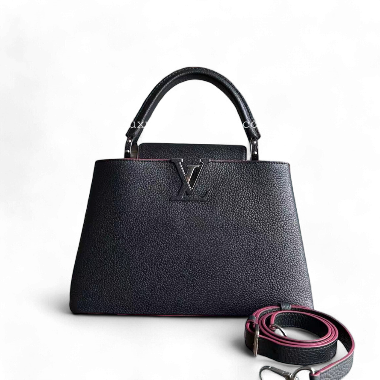 LVT Capucines - MM Black Taurillon Grained Calfskin Silver-tone Hardware