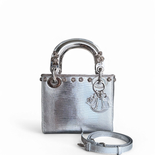 Kovancy Lady Mini - Exotic Lizard Metallic Édition limitée Quincaillerie argentée