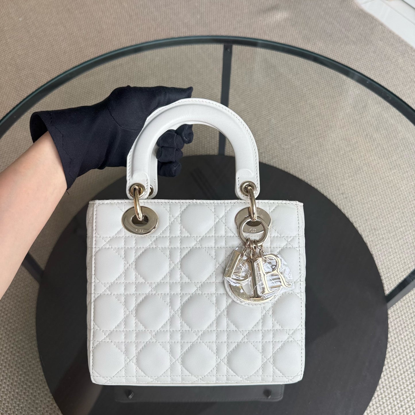 DIO Lady Petit ABC - White Cannage lambskin, gold-finish hardware MyABC