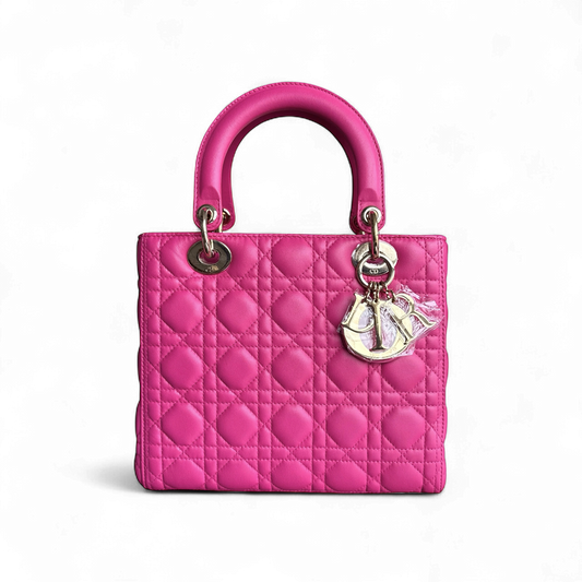 Kovancy Lady Moyen - Cuir d'agneau Cannage Rose Quincaillerie dorée SANS SANGLE