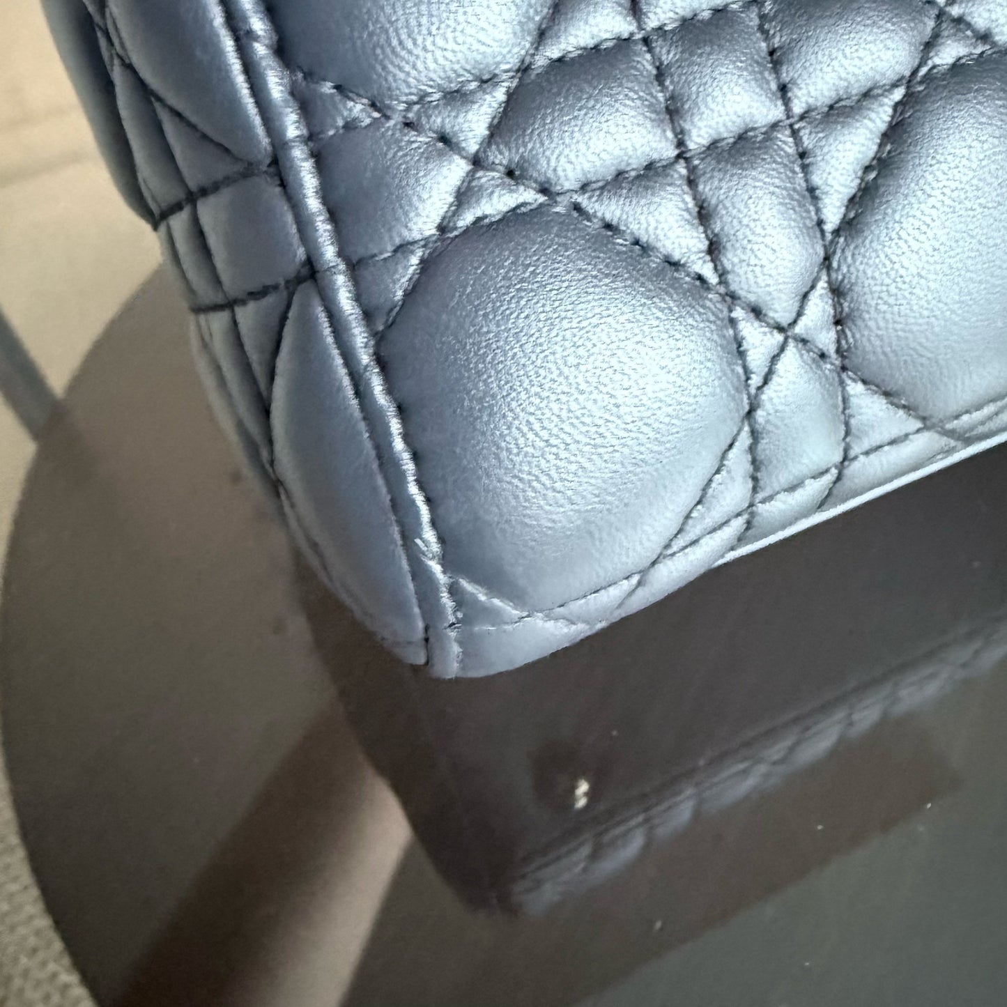 Kovancy Lady Petit - Cuir d'agneau Cannage Gris foncé Gris anthracite Quincaillerie dorée