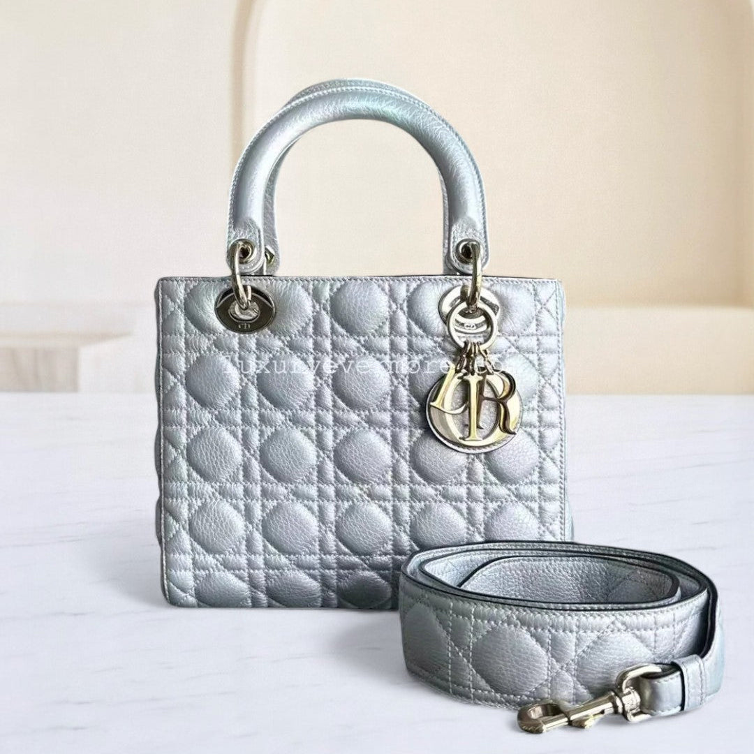 Kovancy Lady Medium - Cuir de veau grainé, accessoires métalliques argentés et dorés