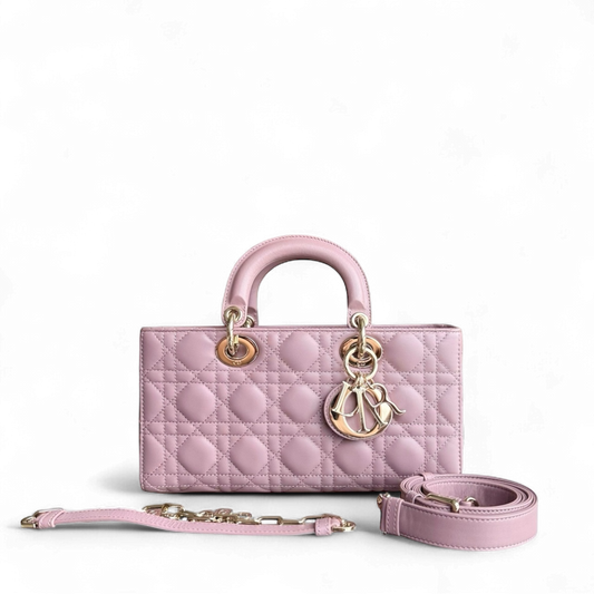 Kovancy D-Joy Medium - Cuir d'agneau Cannage Blush Rose Accastillage doré