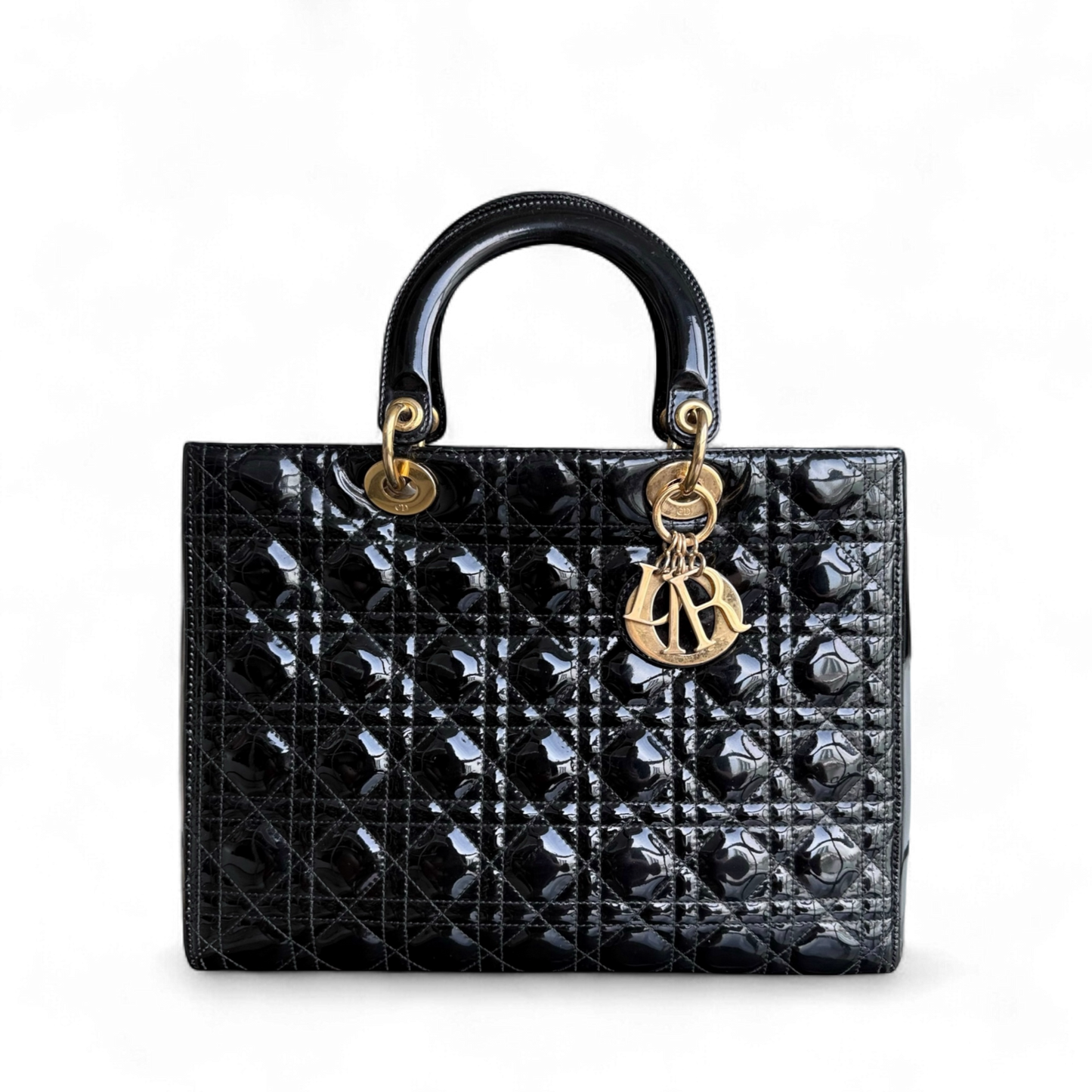 Kovancy Lady Grand - Cuir de veau verni noir Quincaillerie dorée SANS SANGLE