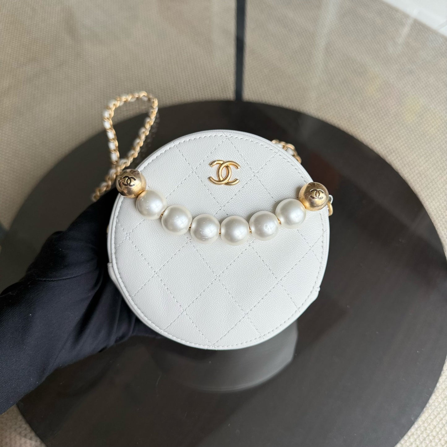 Kovancy Pochette ronde Pearl avec chaîne