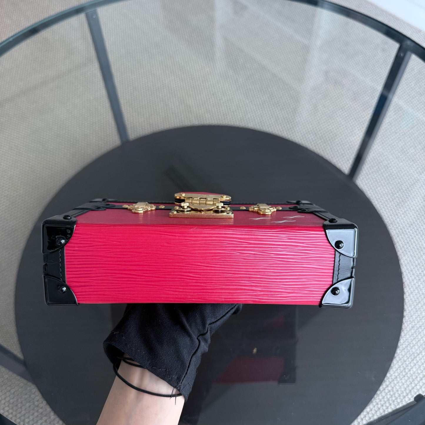 LVT Petite Malle - New edition Red EPI Leather Crossbody Bag with Gold Hardware and Microchip