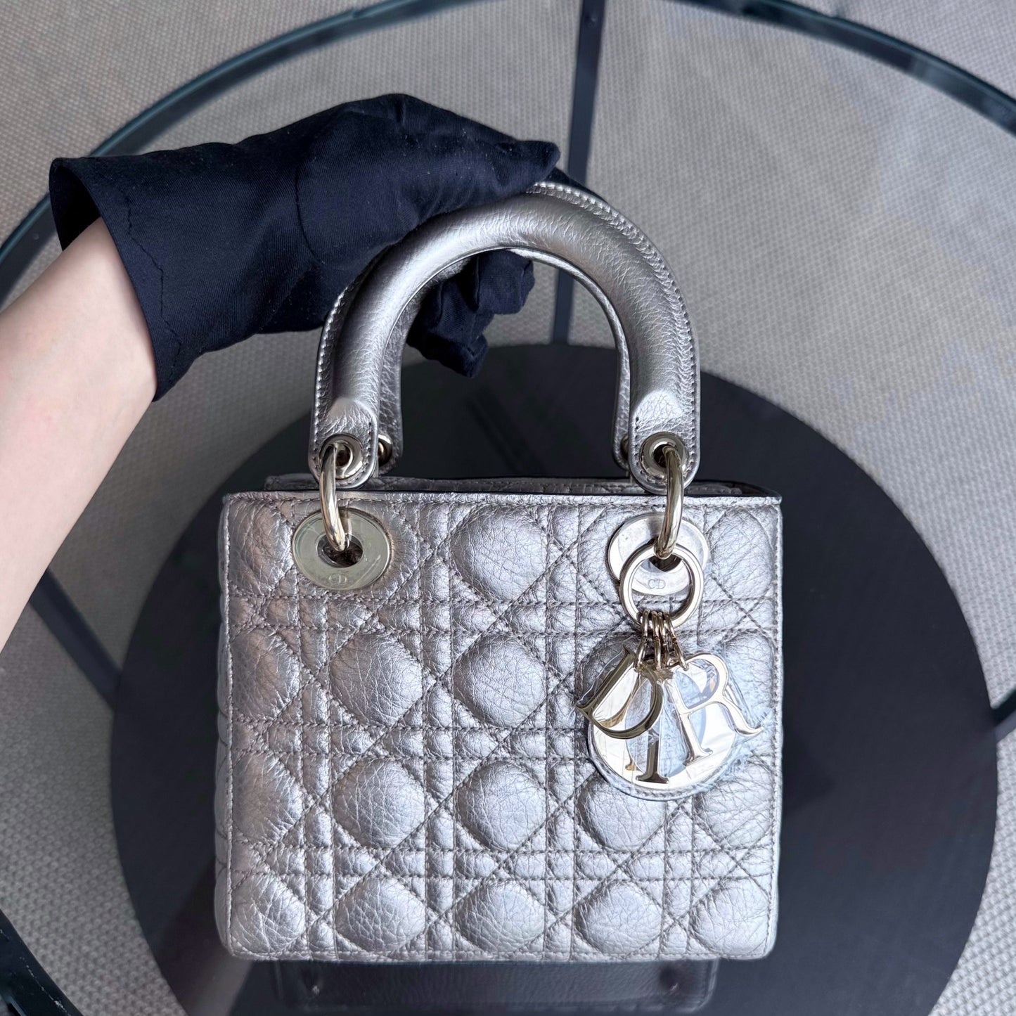 Kovancy Lady Petit - Cuir de veau doré Cannage, accessoires dorés