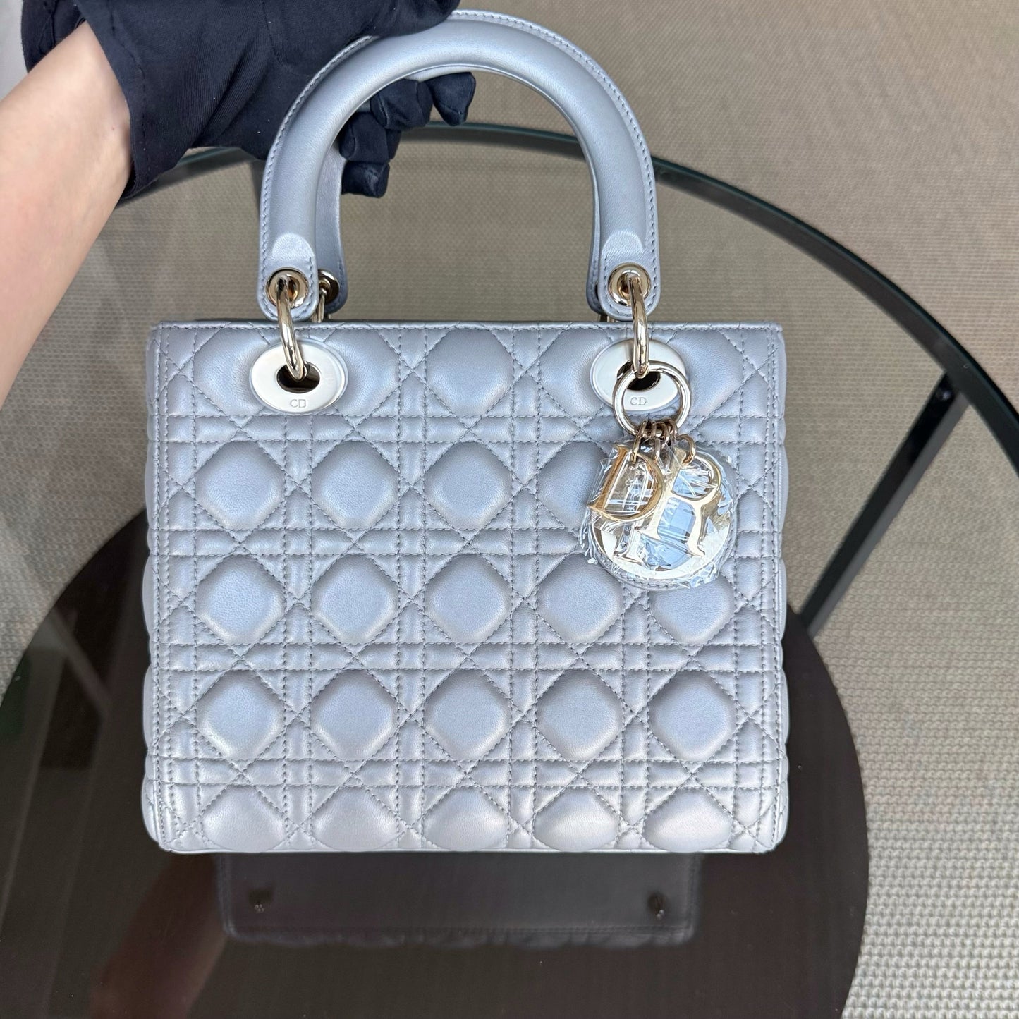 Kovancy Lady Moyen - Cuir d'agneau Canange Gris Quincaillerie dorée