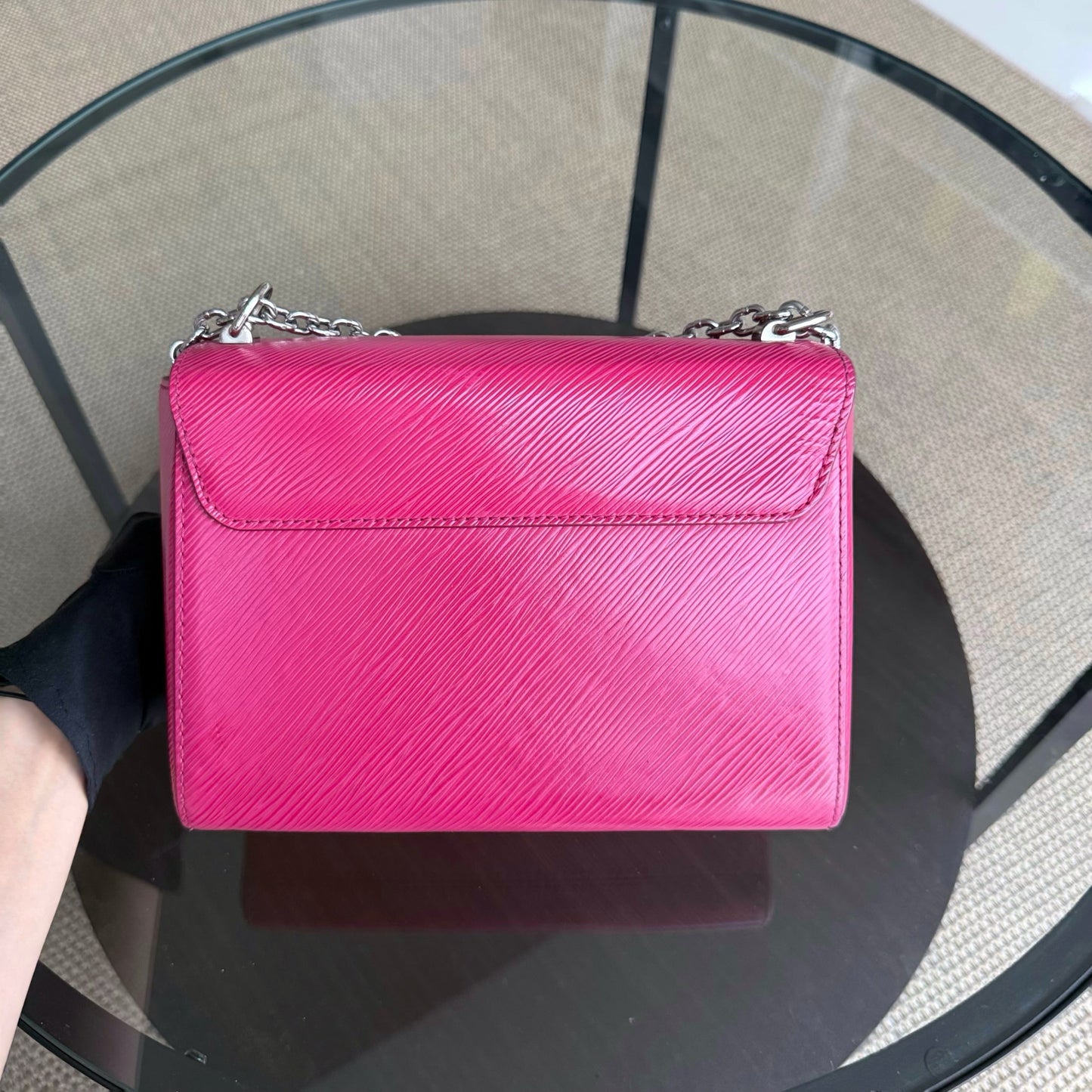 LKovancy Twist Medium MM - Cuir EPI Rose Accastillage Argenté