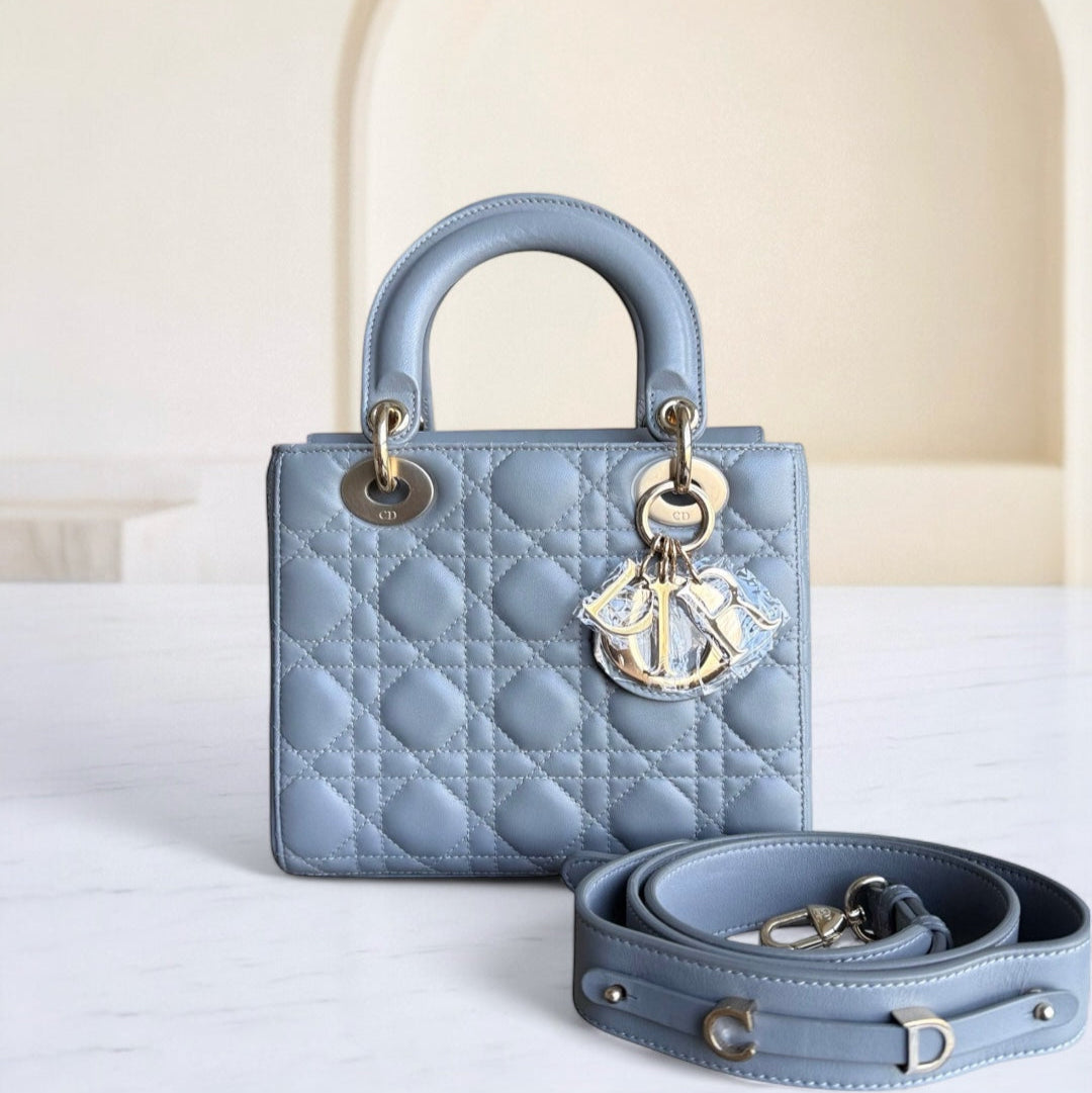Kovancy Lady Petit ABC - Cuir d'agneau Cannage Gris Gris Quincaillerie dorée MyABC