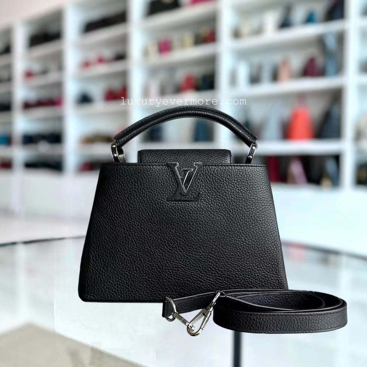Kovancy Capucines BB Cuir de veau grainé Noir Quincaillerie argentée