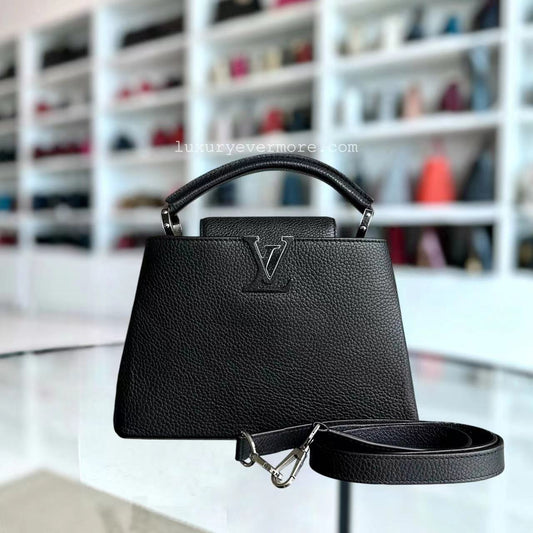 Kovancy Capucines BB Cuir de veau grainé Noir Quincaillerie argentée