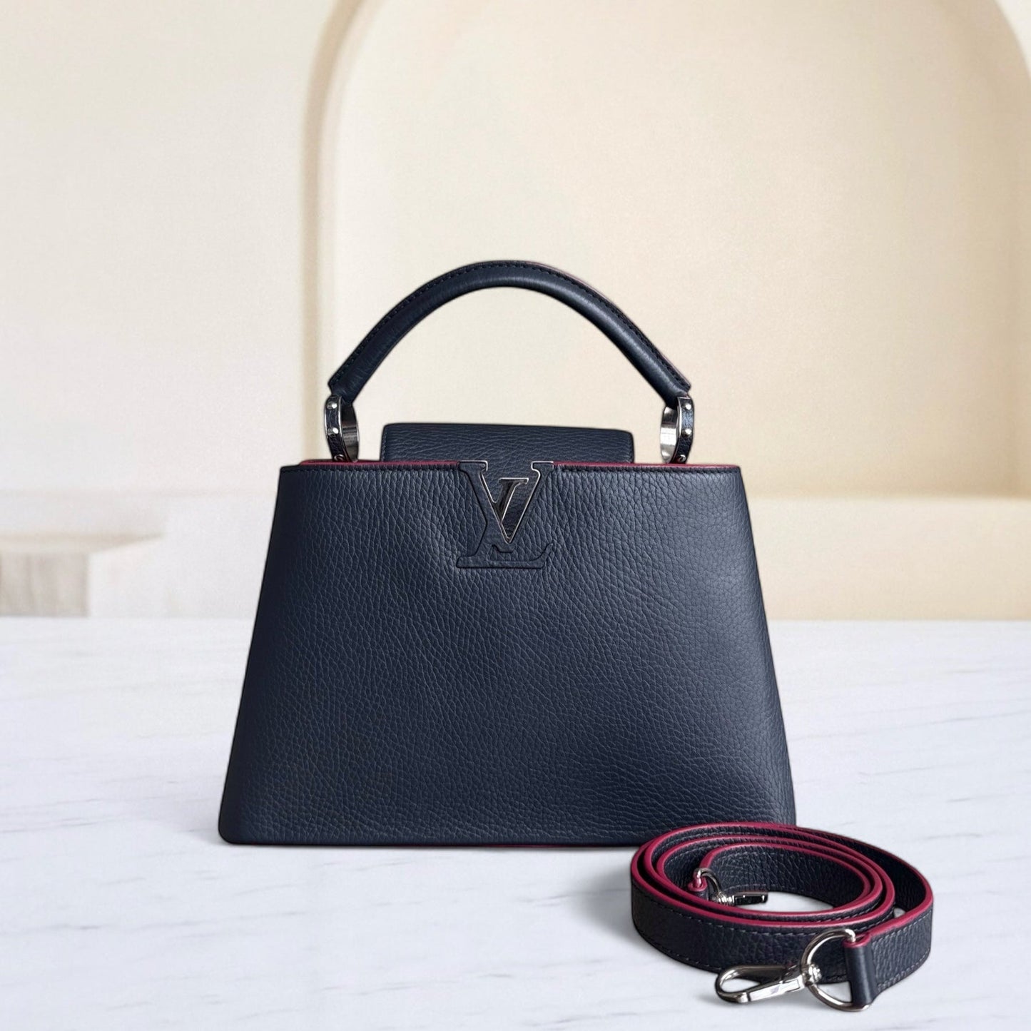 LVT Capucines BB - Taurillon Grained Calfskin Marine Rouge Navy Blue