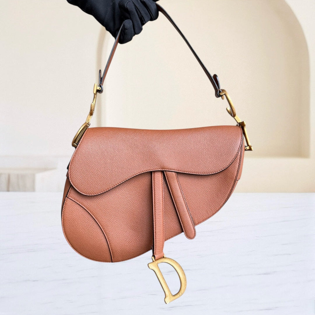 Kovancy Selle Medium - Cuir de veau grainé, accastillage caramel doré