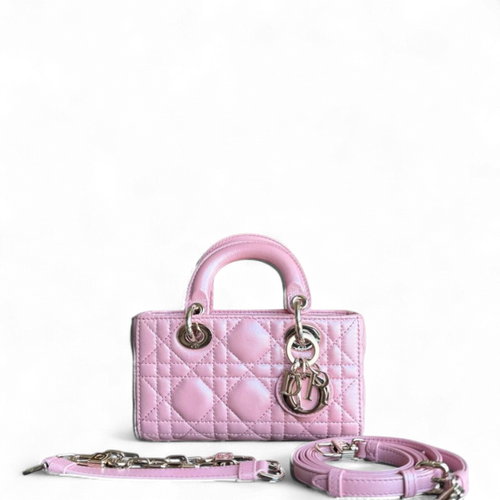 Kovancy D-Joy Micro - Cuir d'agneau Cannage irisé rose, accastillage doré, 17 cm
