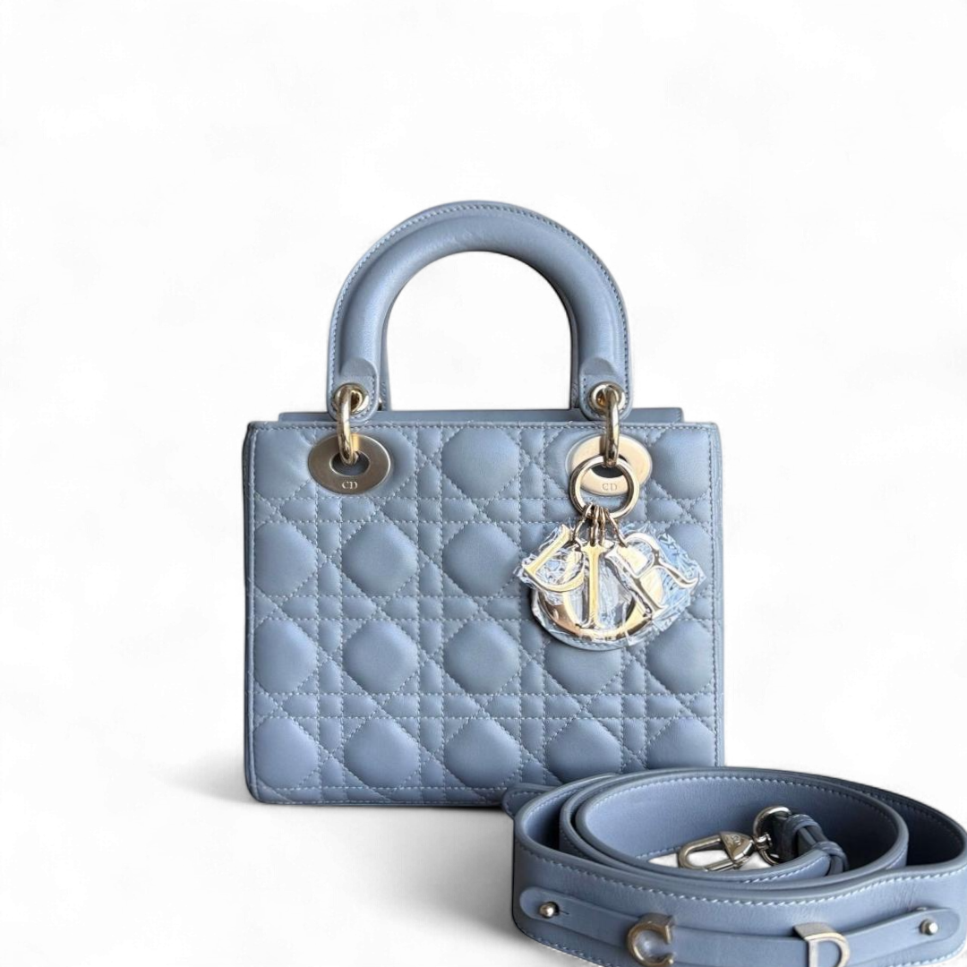 Kovancy Lady Petit ABC - Cuir d'agneau Cannage Gris Gris Quincaillerie dorée MyABC
