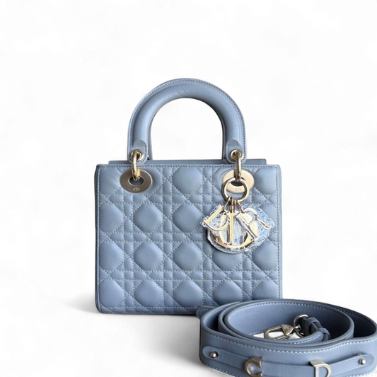 Kovancy Lady Petit ABC - Cuir d'agneau Cannage Gris Gris Quincaillerie dorée MyABC