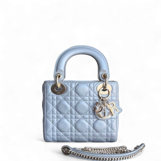 Kovancy Lady Mini - Sangle chaîne en cuir d'agneau Cannage avec quincaillerie argentée et dorée
