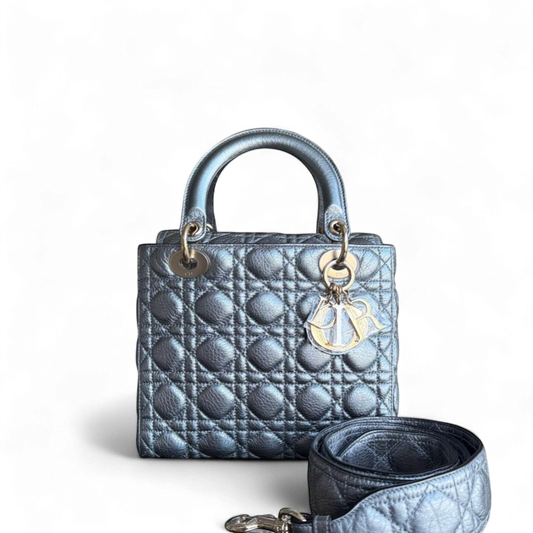Kovancy Lady Rabat moyen - Cuir de veau grainé, quincaillerie argentée et dorée métallisée, édition limitée