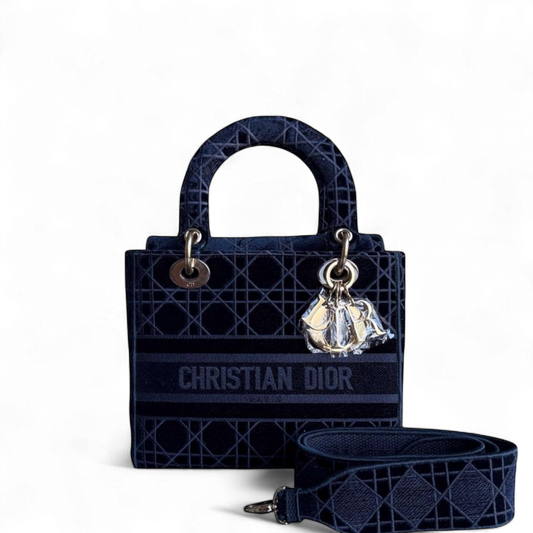 Kovancy Lady D-lite - Cannage Canvas Bleu Foncé Or Quincaillerie