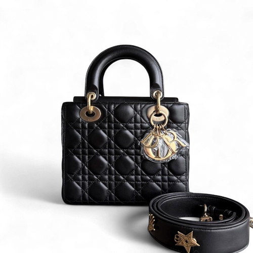 DIO Lady Petit flap bag - Black Cannage lambskin and gold-tone hardware