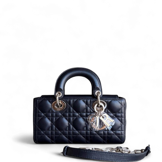 Kovancy Lady D-Joy Small - Bracelet simple en cuir d'agneau Cannage noir et doré