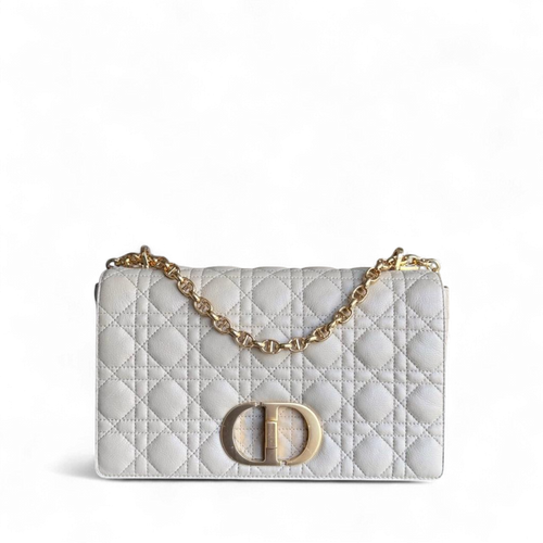KovancyCaro Large - Cuir de veau grainé Cannage Beige clair Ferrures dorées