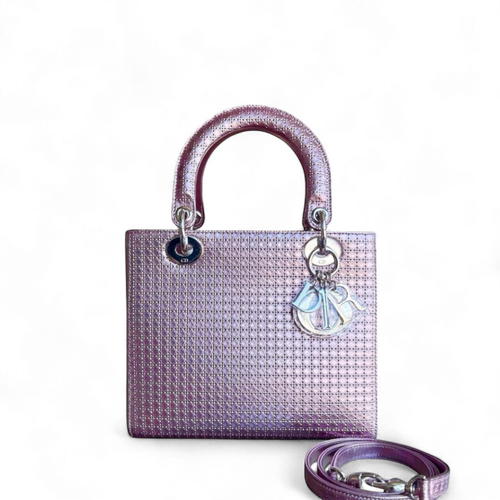 Kovancy Lady Moyen - Micro-Cannage Rose Métallisé Quincaillerie Argentée