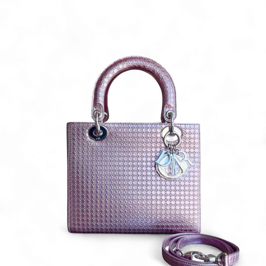 Kovancy Lady Moyen - Micro-Cannage Rose Métallisé Quincaillerie Argentée