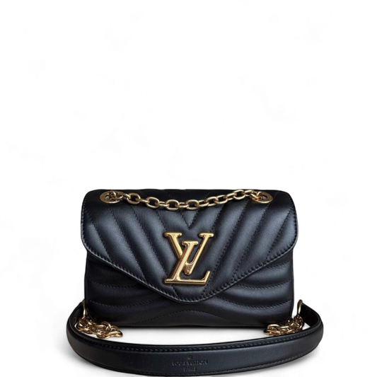 Kovancy New Wave Chain - Cuir de veau matelassé noir et finitions dorées vieillies