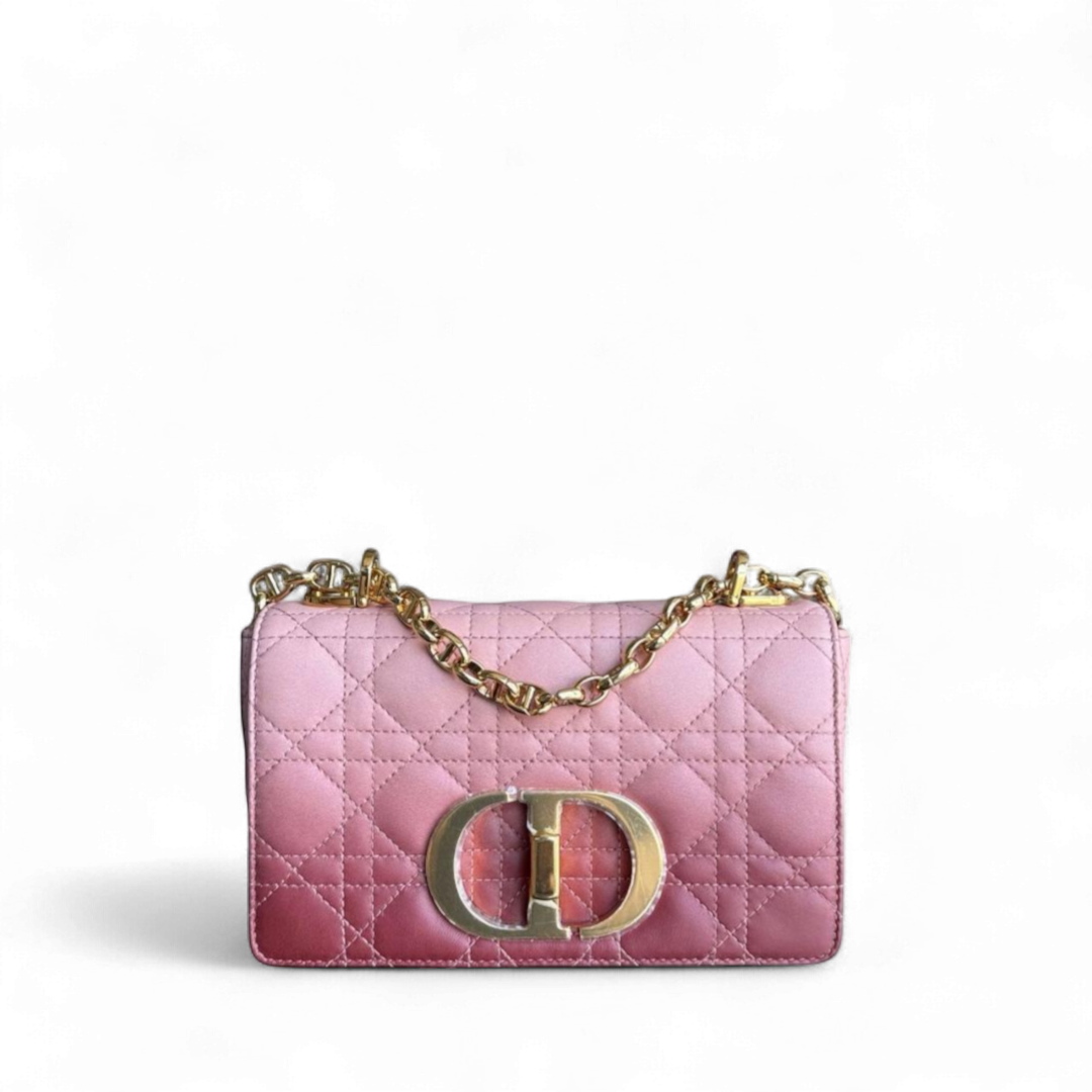 Kovancy Caro Small - Cuir de veau Cannage bicolore Accastillage or rose 20 cm