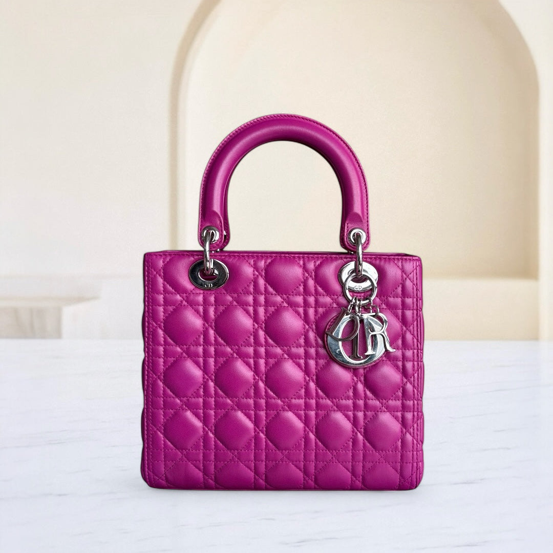 Kovancy Lady Moyen - Cuir d'agneau Cannage violet Quincaillerie argentée SANS SANGLE