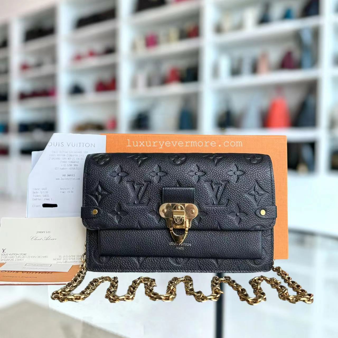 LVT Vavin Chain WOC Chain Wallet Empreinte Black Gold Hardware Black